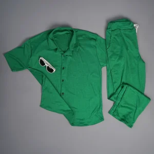 ست پیراهن و شلوار مردانه سبز مدل Pasha2